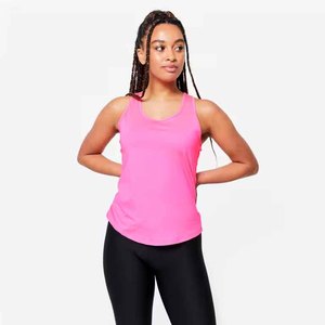 2026 Top Quality Wholesale <b>Women's</b> Pink Scoop Neck Tank Top Solid Color Knitted Breathable Casual Sport Wear - Product Image 1