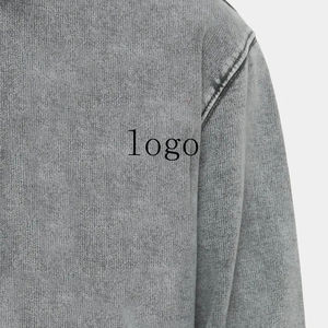 Fabricant de haute qualité Vintage Sun Faded Heavyweight Fleece Acid Wash Distressed Hoodie Hommes - Product Image 6