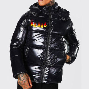 Chaqueta de Plumón Ligera de Moda para Invierno 2026, Abrigo Grueso Brillante con Burbujas, Logotipo Personalizado, Negro Liso de Lujo con Cierre - Product Image 1