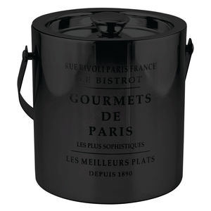 Gourmets De Paris Seau à glace en acier inoxydable à double paroi Premium Heavy Classic Design élégant Refroidisseur de couleur noire - Product Image 1