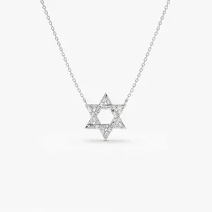 ดาวของ david 14K สร้อยคอเพชรเหลี่ยมเพชรสร้อยคอสไตล์อเมริกันวินเทจจี้เครื่องประดับที่ดีจากอินเดีย - Product Image 2
