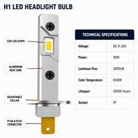Ampoule de phare LED pour voiture H1 6500K Blanc brillant CSP Canbus 12V Adaptation universelle Lampe de phare