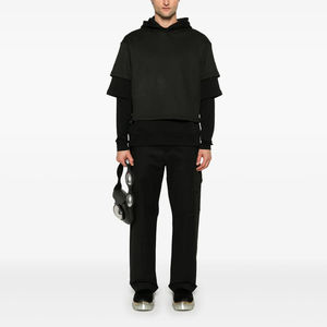 OEM personalizado elegante de doble capa de diseño Jersey textura Waffle Knit Overlay Sudadera con capucha para los hombres - Product Image 6