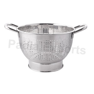 กระชอนเงินดีไซน์ทันสมัยพร้อมที่จับท่อสแตนเลสที่กรองอาหารโลหะทนทานกระชอนสำหรับห้องครัว - Product Image 2