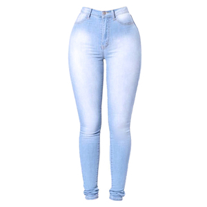 Jeans Ajustados de Cintura Alta para Mujer, Tallas Grandes, de la Marca Premium Saleh Enterprises, Ecológicos, Lavado Claro, Mezcla de Poliéster/Algodón, para Invierno - Product Image 4