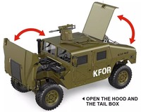 Hengguan HG-P408 Camion RC Hummer Cabriolet 4x4 à l'échelle 1/10, 16 canaux, 2 vitesses, 4 roues motrices, haute simulation, véhicule à toit ouvrant, jouet RTR