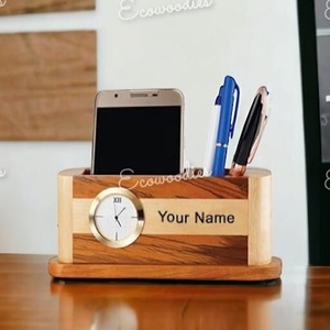 Classic Style Wooden Desktop Multifunction <b>Pen</b> Holder Organizer Storage Box Wall Mount <b>Pen</b> Holder at Best Price - Product Image 5