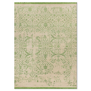 Tapis en laine et soie noué à la main du Fardeau-Œst, modèle Skrt-817(Fr), motif floral, rectangulaire, pour salon, couloir, utilisation automobile, tapis puzzle - Product Image 1