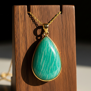 Minimalista 925 plata esterlina delicada cadena amazonita Natural forma ovalada colgante curación cristal moda colgantes regalo - Product Image 6