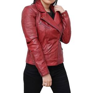 Chaqueta de cuero genuino de alta calidad para mujer, chaqueta de cuero de invierno para mujer, chaqueta de motorista de piel de cordero auténtica para mujer - Product Image 2