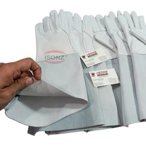 ISONZ Gants de soudage en cuir fendu en cuir de vachette Gants de travail de soudeur TIG robustes Gants de travail de sécurité industrielle pour les mains - Product Image 4