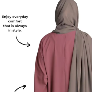 Pana gruesa de color liso de una pieza otoño Dubai mujeres musulmanas abaya transpirable de talla grande de manga larga con decoración de cremallera - Product Image 1