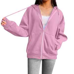 Sweat à capuche pour femmes pour l'automne et l'hiver Fermeture éclair avec technique de broderie Bonne qualité à capuche pour les adolescentes Respirant - Product Image 1