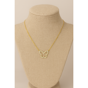 Collar de cadena de mariposa de oro amarillo de 14K con regalo elegante de diamante natural para mujer - Product Image 2
