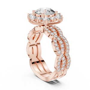 Elegant <b>Rose</b> Gold Halo Cluster Moissanite Engagement Ring for Women <b>Infinity</b> Band Brilliant Cut IGI Certified Bridal Wedding - Product Image 1