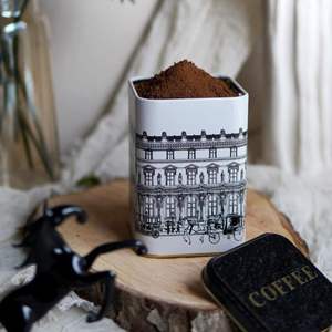 1.6L Vintage Cityscapes Illustration 105x105x160mm Boîte de rangement carrée en métal pour boîte à café boîte en métal - Product Image 3