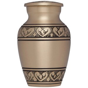 Urnas pequeñas de recuerdo doradas de latón antiguo para cenizas humanas Mini urnas de cremación grabadas para suministros funerarios - Product Image 4