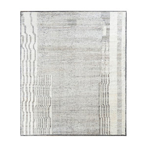 พรมขนสัตว์ถักมือสีเบจน้ำตาล ขนาด 10 มม. ลายAbstract สำหรับห้องนั่งเล่น พรมรูปสี่เหลี่ยมผืนผ้า พรมปูพื้นห้องโถง รุ่น Reb-1184 Puzzle - Product Image 1