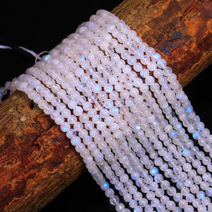 Arc-en-ciel Moonstone Lisse Boule Ronde Cabochon Perles Blanc Top Grade 5MM 15.5 Pouces Collier - Product Image 3