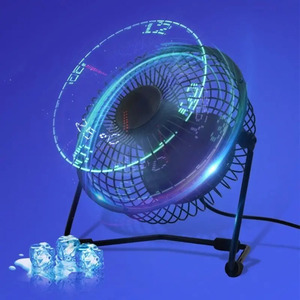 Desk Fan with <b>LED</b> Light, USB, <b>Clock</b> and Temperature Display, 18cm, Plastic, 3 Assorted Colors - Product Image 2