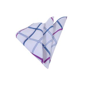 กระเป๋าผ้าฝ้ายสี่เหลี่ยมสีขาวกับสีม่วงแดงม่วงและน้ำเงิน - Product Image 1