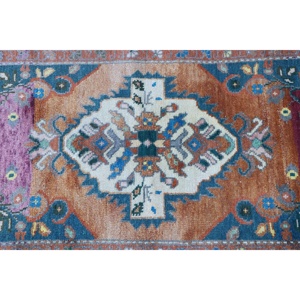 Alfombra de 2x3.5 pies, Alfombra Turca Vintage Pequeña, Alfombra de Lana Azul - Product Image 5