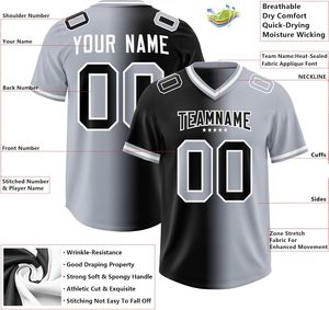 Maillot de football américain personnalisable à manches courtes de haute qualité pour les matchs d'entraînement imprimé avec le logo et le numéro du nom de l'équipe - Product Image 3