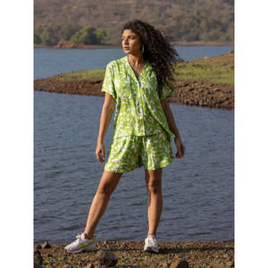 Hana Twill Floral <b>Knit</b> Co-Ord <b>Set</b>-2 Piece Shorts <b>Set</b> - Product Image 2