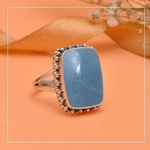 Anillo de boda al por mayor hecho a mano, anillo de joyería fina para niñas y damas, Angelita natural en anillos de plata esterlina 925 sólida - Product Image 3