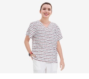 Ensemble de blouses d'infirmière unisexes contemporaines à col en V, manches courtes, uniforme d'hôpital pour médecins et infirmières, tissu sergé, élasthanne/polyester - Product Image 4