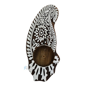 Smart Fashion Deal Handmade Eco-Friendly Wooden Pineapple-<b>Shaped</b> 2-Color Printed <b>Block</b> Tealight Holder (Without Tealight Candle) - Product Image 1