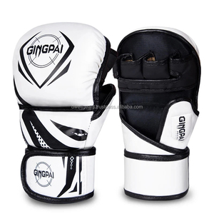 Gants de boxe Sanda en cuir PU respirant à fermeture auto-agrippante, design demi-doigts, logo personnalisé, OEM, prix usine - Product Image 5