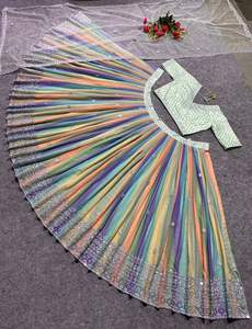 Presentando Faux Georgette Sequence Bordado Codificación Trabajo Zari Work Lehenga Y Blusa De Seda Malaya Con Red De Mariposa Dupatta - Product Image 4