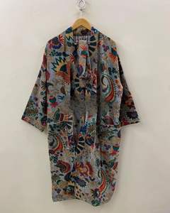 Venta al por mayor Kimono largo de terciopelo Vestido de Casa Kimono Playa Cubrir Vestido de mujer Kimono de terciopelo estampado - Product Image 1