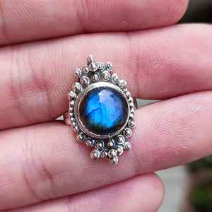 925 Sterling Silver Boho Jewelry Handmade Labradorite Gemstone <b>Ring</b> Inlay Unique <b>Statement</b> Promise <b>Ring</b> Licensed Private Brand - Product Image 5