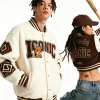 Veste de baseball unisexe surdimensionnée avec logo personnalisé, vente en gros