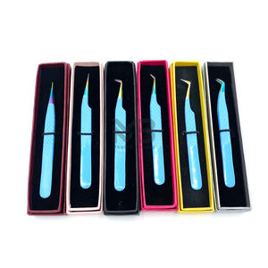 Pince à épiler personnalisée en acier inoxydable de haute qualité, lisse et dentelée, pour extensions de cils, couleur unie intense - Product Image 3