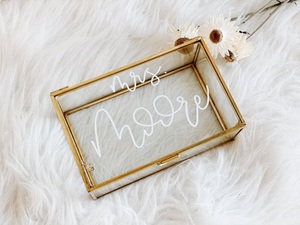 Elegant Gold Metal Frame Glass <b>Keepsake</b> <b>Box</b> Jewelry Organizer Rectangular Clear Glass Display <b>Box</b> for Earrings Necklace Storage - Product Image 5