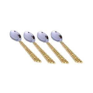 ชุดเครื่องใช้บนโต๊ะอาหารสแตนเลสคุณภาพสูงหรูหรา4ชิ้นสไตล์อเมริกันเป็นมิตรกับสิ่งแวดล้อมพร้อมที่จับเคลือบทอง - Product Image 1