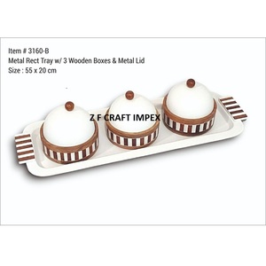 Cuenco para servir de resina de madera de acacia de alta calidad, vajilla de gran tamaño, ensaladera clásica, cúpula de Metal sostenible, decoración de Ramadán - Product Image 4