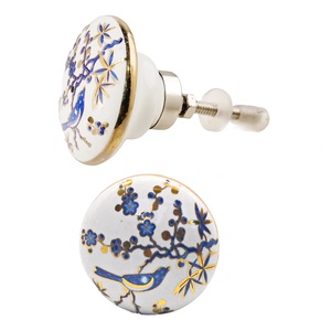 Gros marocain bleu or hexagone fleur boutons en céramique industriel tiroir armoire poignée tire pour cuisine armoire salle de bain - Product Image 1