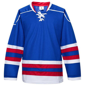 Conçu sur mesure bleu marine col en V maillot de hockey pour adultes OEM équipe Sportswear uniforme de hockey sur glace veste avec broderie motif vierge - Product Image 4