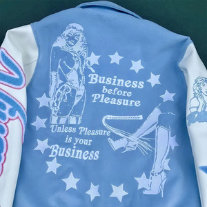 Vente chaude Conception Personnalisée Brodé Chenille Patches Laine En Cuir Véritable Manches Letterman Baseball College Varsities Veste - Product Image 4