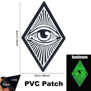 PVC Rhombus Patches 3D Evil Eye Embroidered Tactical Patch Badge Iron-On Cat Clothes <b>Applique</b> Hats Twill Rectangle Flower Heart - Product Image 6