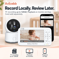 Monitor Bayi Video dengan Layar Orang Tua 5 Inci 720P, Tampilan Lokal, Akses Aplikasi Tuya, dan Perekaman TF 128GB untuk Perawatan Bayi