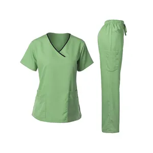 Disegni di colori di moda uniformi elastiche Set donna infermiera scrub suit scrub medico comodo Set di uniformi ospedaliere