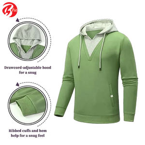 Sudaderas con capucha y sudaderas de algodón 100% de alta calidad para hombre Estilos de manga larga Suave Cómodo Cremallera completa Teñido liso para invierno - Product Image 3
