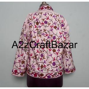 Veste en velours tricoté à fleurs élégante brodée à la main, vestes pour femmes imprimées, doublure en coton, écologique, respirante - Product Image 5