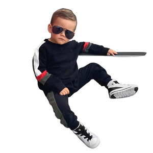 Venta al por mayor Top Nuevo Personalizar Ropa para niños Chándal para bebés Venta al por mayor Niño Cremallera completa con dos bolsillos Color sólido Jogger Set - Product Image 3