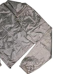 Survêtements unisexes en polyester/coton tissé extensible dans quatre sens, à prix abordable et de haute qualité, avec capuche unie et deux poches - Product Image 3